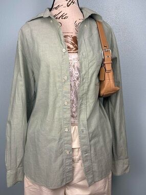 Y2K Vintage Old Navy 100% Cotton Pistachio Green Button Down Top